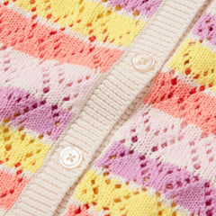 Girls Button Front Pointelle Knit Cardigan