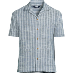 Men's Short Sleeve Textured Jacquard Camp Collar Shirt - Set Top