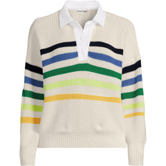 Women's Plus Size Drifter Rugby with Woven Collar Sweater