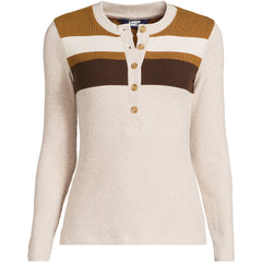 Women's Plus Size Long Sleeve Cozy Rib Henley Top