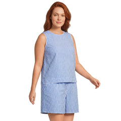 Women's Plus Size Seersucker Matchback Shell
