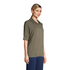 Women's Super Soft Elbow Sleeve Cowl Neck Pullover Top
