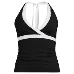 Women's D-Cup V-Neck Halter Tankini Top