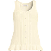 Women's Plus Size Cotton Boucle Ruffle Hem Sleeveless Sweater