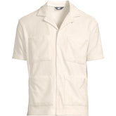 Men's Short Sleeve Textured Terry Camp Collar