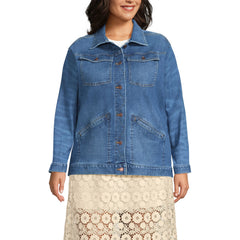 Women's Plus Size Oversized Denim Trucker Jacket