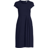 Women's Plus Size Cap Sleeve Box Pleat Ponte Dress