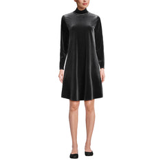 Women's Long Sleeve Velvet Turtleneck Dress