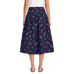 Women's Petite Poplin Drop Waist Midi Skirt - Set Bottom
