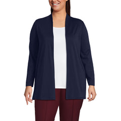 School Uniform Women's Plus Size Long Sleeve Supima Micro Modal Open Cardigan Tunic