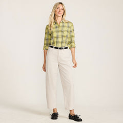 Women's Corduroy High Rise Barrel Leg Ankle Pants