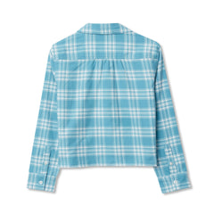 Girls Long Sleeve Cropped Flannel Shirt