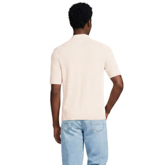 Men's Tall Short Sleeve Texture Stitch Button Through Sweater Polo