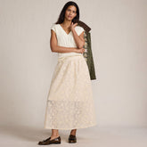 Women's Sequin Lace Mid Rise Midi Skirt