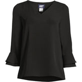 Women's 3/4 Flutter Sleeve Crepe Blouse