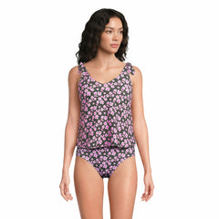 Women's DD-Cup Tie Shoulder Flutter Tankini Top