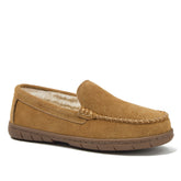Women's Fuzzy Lined Suede Moccasin Slippers