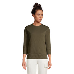 Women's 3/4 Sleeve Quilted Crew Neck Top