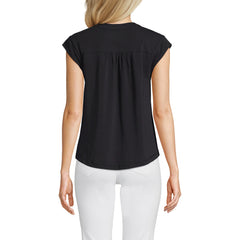 Women's Cap Sleeve Lightweight Jersey Lace Shoulder Tee