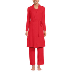 Women's Brushed Cozy Waffle Jersey 3 Piece Pajama Set - Tank Top Pant and Robe
