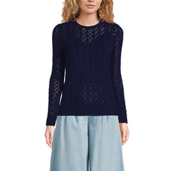 Women's Cotton Viscose Button Shoulder Modern Crew Sweater