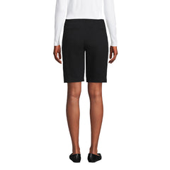 Women's Mid Rise Elastic Waist Pull On 10" Chino Bermuda Shorts