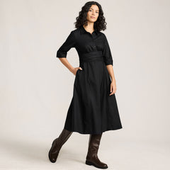 Women's Poplin Midi Wrap Front Dress