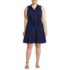 Women's Plus Size Sleeveless Eyelet Shirt Dress