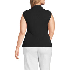 Women's Plus Size Cap Sleeve Drapey Rib Fitted Funnel Neck Tank