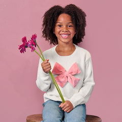 Girls Meet and Greet Bow Knit Sweater