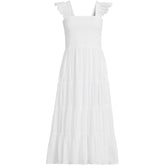 Women's Plus Size Cotton Dobby Smocked Dress with Ruffle Straps