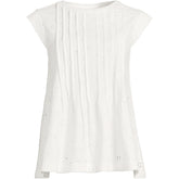 Women's Plus Size Cap Sleeve Eyelet Pintuck Swing Top