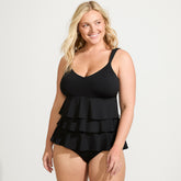 Women's Plus Size Ruffle Fauxkini One Piece Swimsuit