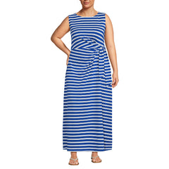 Women's Plus Size Cotton Modal Sleeveless Tie Waist Maxi Dress