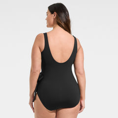 Women's Plus Size Side Tie Wrap One Piece Swimsuit