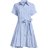 Women's Linen Blend Button Front Dress with Godets