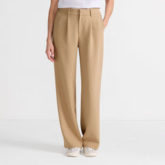 Women's Crepe High Rise Pleated Wide Leg Pants