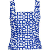 Women's Poplin Princess Seam Square Neck Sleeveless Top