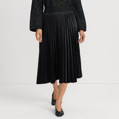 Women's Knit Velvet Pleated Midi Skirt