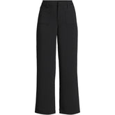 Women's Crepe High Rise Patch Pocket Wide Leg Crop Pants