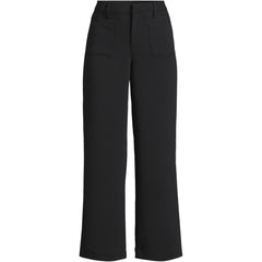 Women's Crepe High Rise Patch Pocket Wide Leg Crop Pants