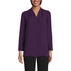 Women's Petite Long Sleeve Vneck Crepe Tunic