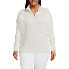 Women's Plus Size Drifter Cotton Quarter Zip Pullover Sweater