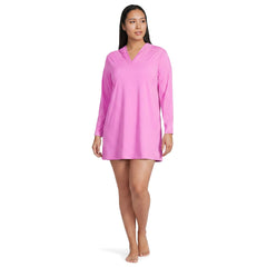 Women's Plus Size SunShade UPF 50 Hooded Mini Swim Swim Cover-Up Dress