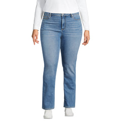 Women's Plus Size Mid Rise Straight Leg Blue Jeans
