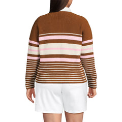 Women's Plus Size Drifter Rugby with Woven Collar Sweater