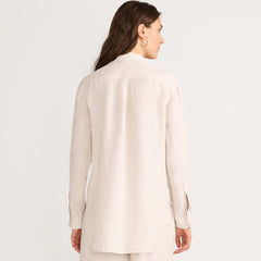 Women's Linen Roll Sleeve Relaxed Tunic Top