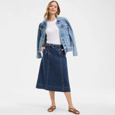 Women's Soft Denim A-line Midi Skirt