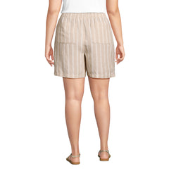 Women's Plus Size Linen High Rise Pull On 7" Shorts