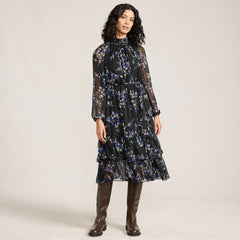 Women's Crinkle Chiffon Ruffle Dress